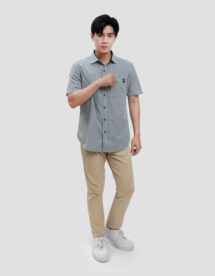 Lois Print Check Kemeja Lengan Pendek Pria