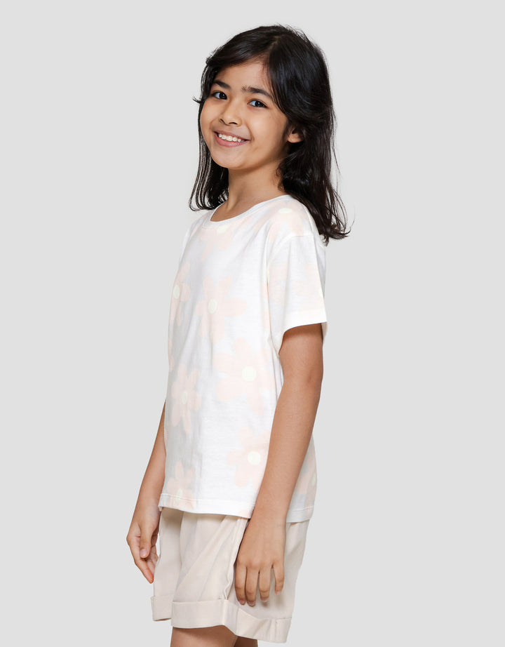 Little M Print Flower Besar Kaos Anak Perempuan