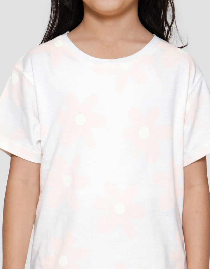 Little M Print Flower Besar Kaos Anak Perempuan