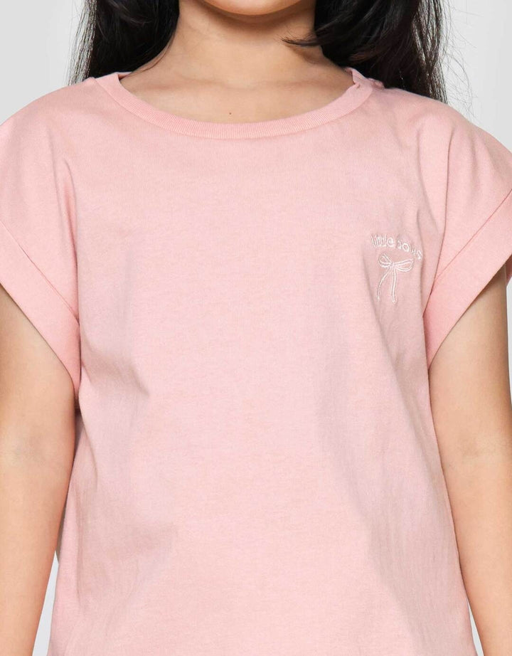 Little M Enzyme Lengan Lipat Kaos Anak Perempuan