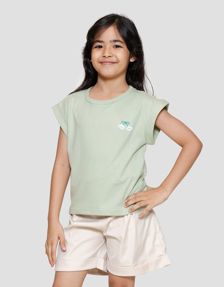 Little M Enzyme Lengan Lipat Kaos Anak Perempuan