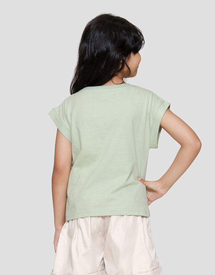 Little M Enzyme Lengan Lipat Kaos Anak Perempuan