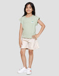 Little M Enzyme Lengan Lipat Kaos Anak Perempuan