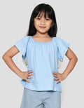 Little M Gathered Lengan Flare Kaos Lengan Pendek Anak Perempuan
