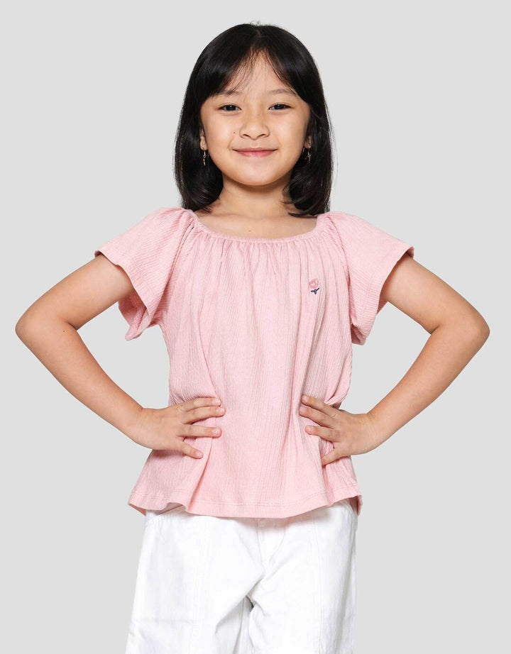 Little M Gathered Kaos Lengan Pendek Anak Perempuan