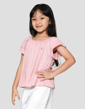 Little M Gathered Kaos Lengan Pendek Anak Perempuan