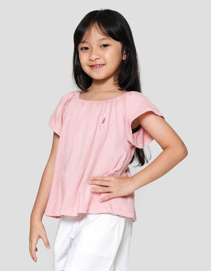 Little M Gathered Kaos Lengan Pendek Anak Perempuan