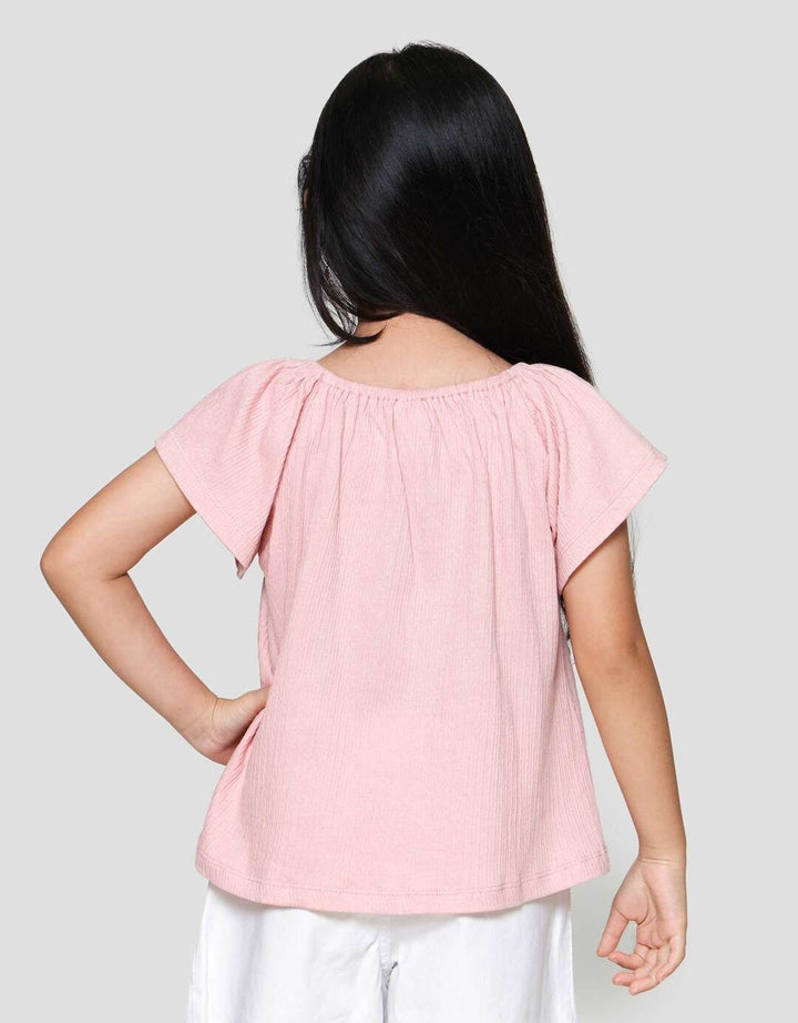 Little M Gathered Kaos Lengan Pendek Anak Perempuan