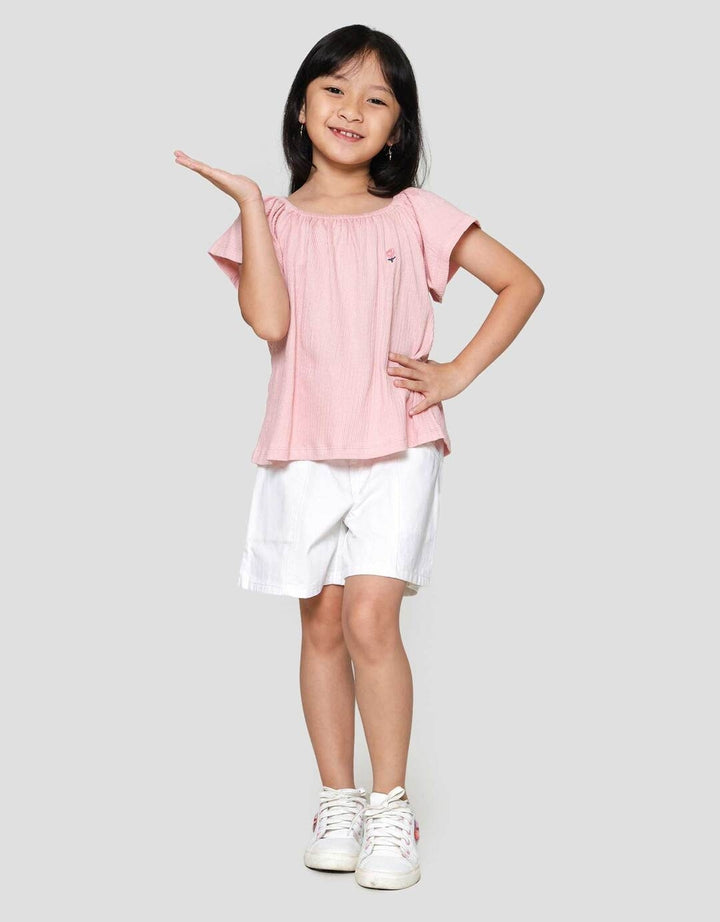 Little M Gathered Kaos Lengan Pendek Anak Perempuan