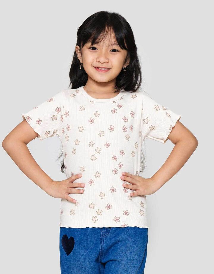 Little M Rib Bordir Bonjour Mon Ami Kaos Anak Perempuan