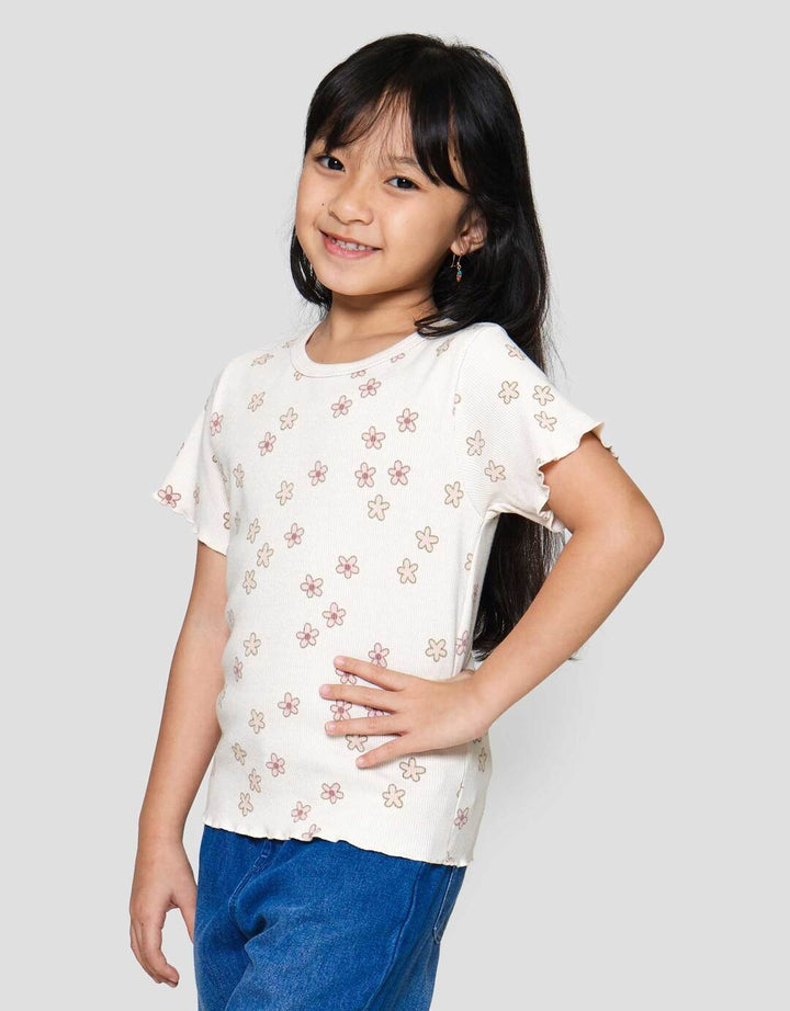 Little M Rib Bordir Bonjour Mon Ami Kaos Anak Perempuan