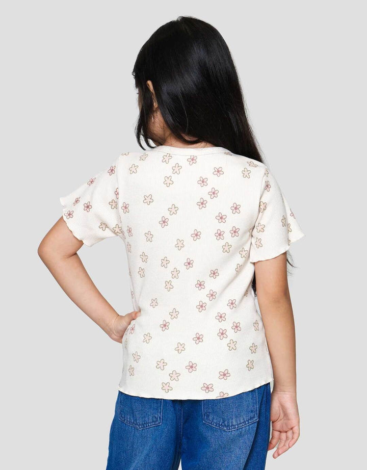 Little M Rib Bordir Bonjour Mon Ami Kaos Anak Perempuan