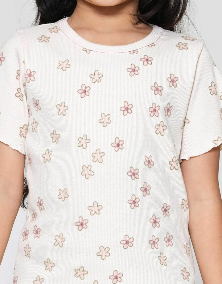 Little M Rib Bordir Bonjour Mon Ami Kaos Anak Perempuan