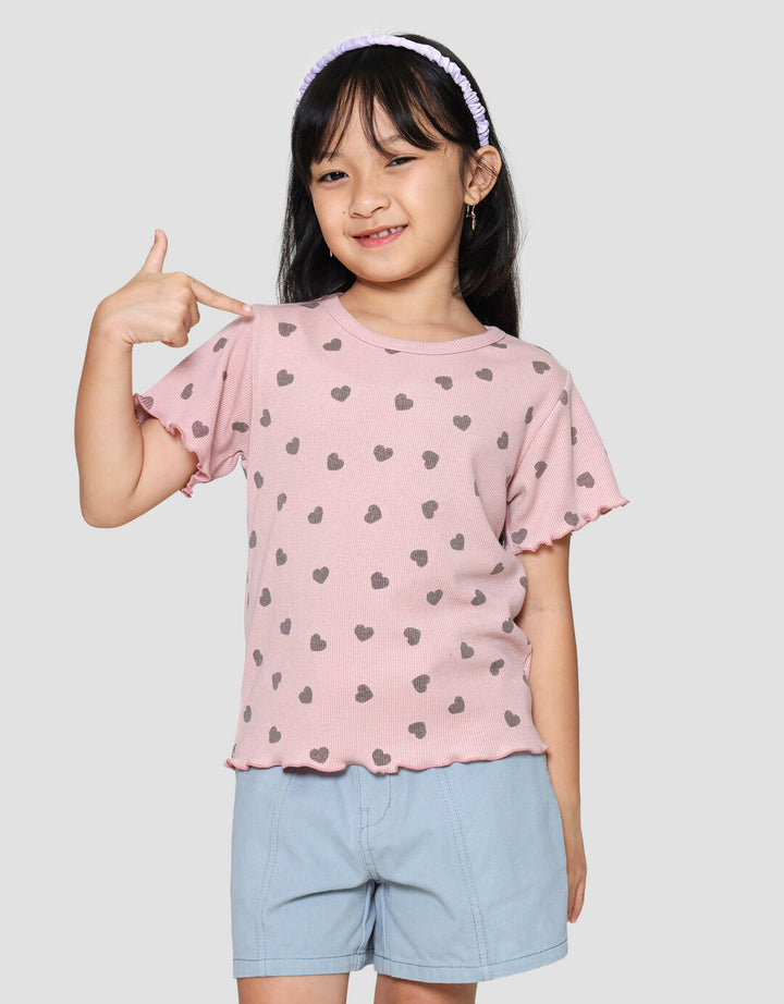 Little M Rib Bordir Chenile Pita Kaos Anak Perempuan