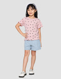 Little M Rib Bordir Chenile Pita Kaos Anak Perempuan