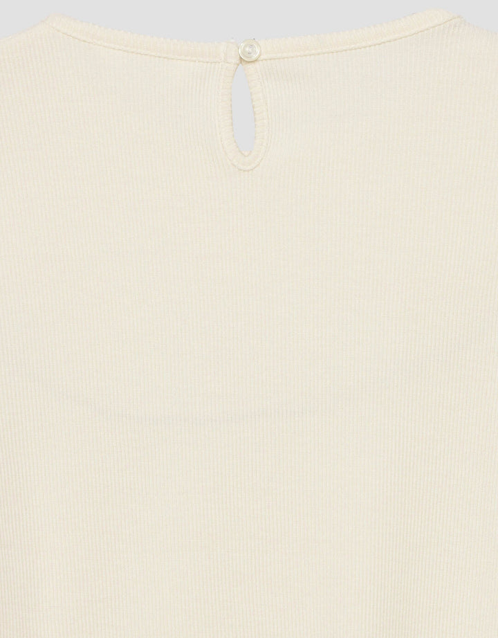 Little M Rib Bordir Bonjour Mon Ami Kaos Anak Perempuan