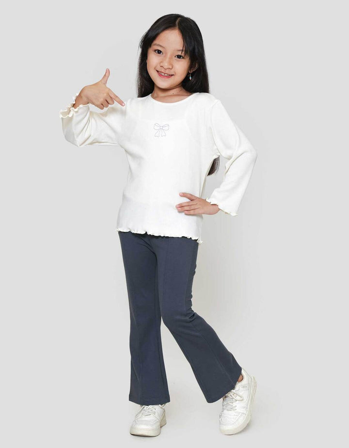 Little M Rib Bordir Bonjour Mon Ami Kaos Anak Perempuan