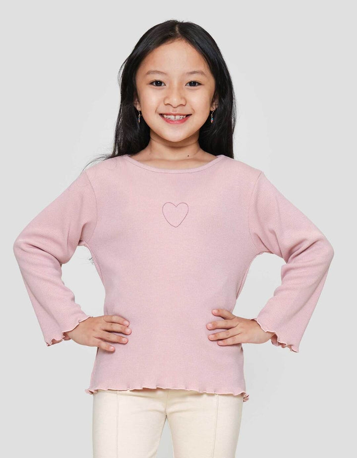 Little M Rib Bordir Chenile Pita Kaos Anak Perempuan