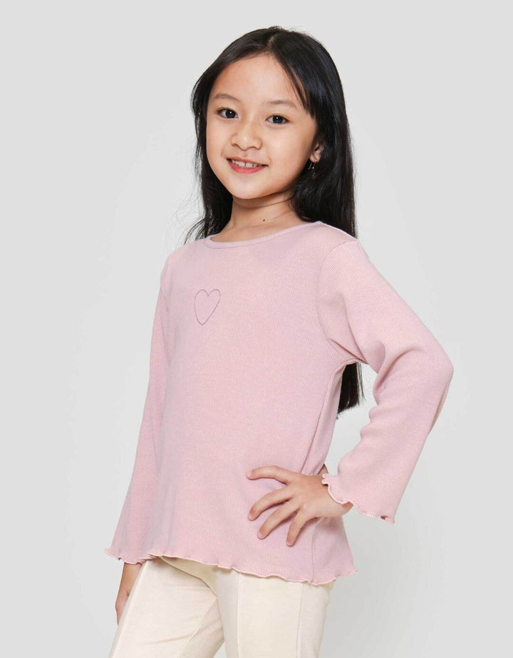 Little M Rib Bordir Chenile Pita Kaos Anak Perempuan