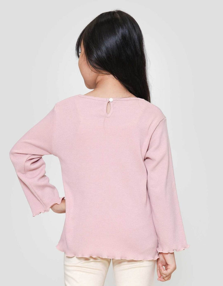 Little M Rib Bordir Chenile Pita Kaos Anak Perempuan