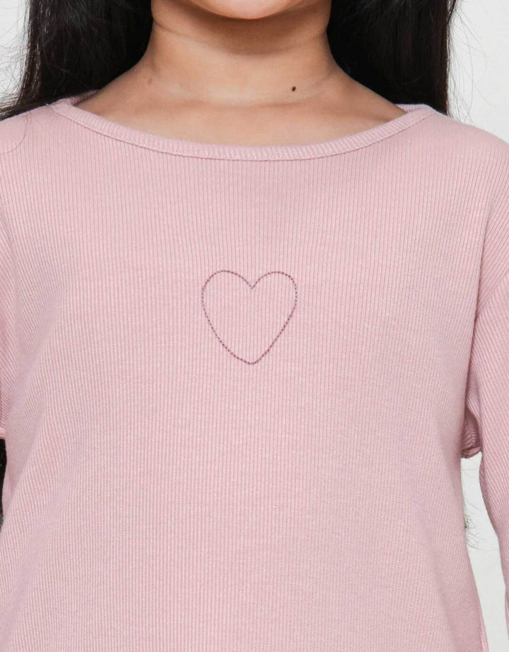 Little M Rib Bordir Chenile Pita Kaos Anak Perempuan