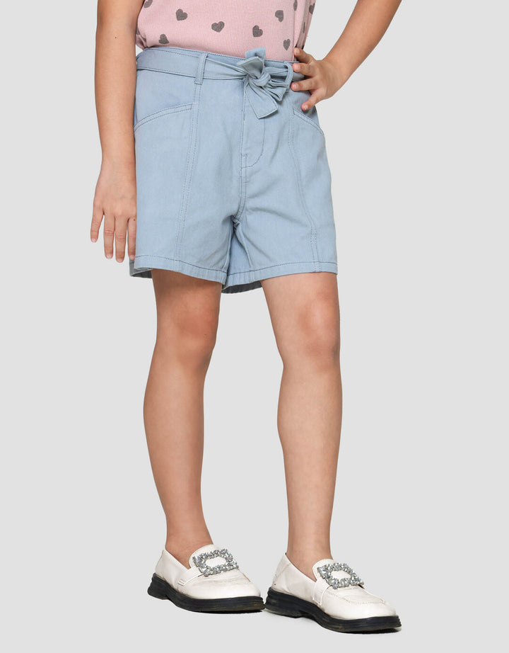 Little M Twill With Tali Pinggang Celana Pendek Anak Perempuan