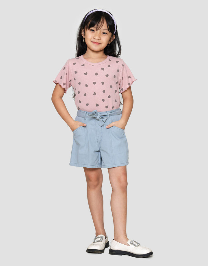 Little M Twill With Tali Pinggang Celana Pendek Anak Perempuan