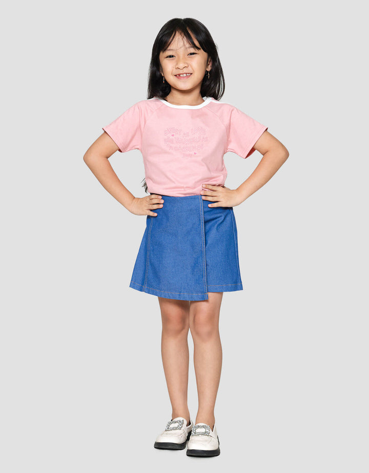 Little M Look Polos Celana Rok Denim Anak Perempuan