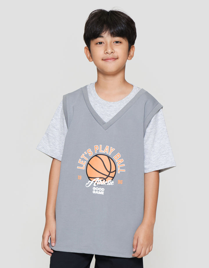 Nevada Contrast Vest Print Basket Ball Print Kaos Anak Laki-laki