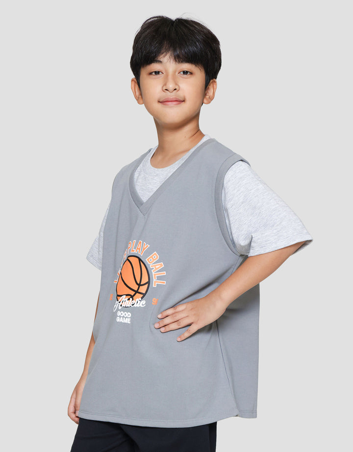 Nevada Contrast Vest Print Basket Ball Print Kaos Anak Laki-laki