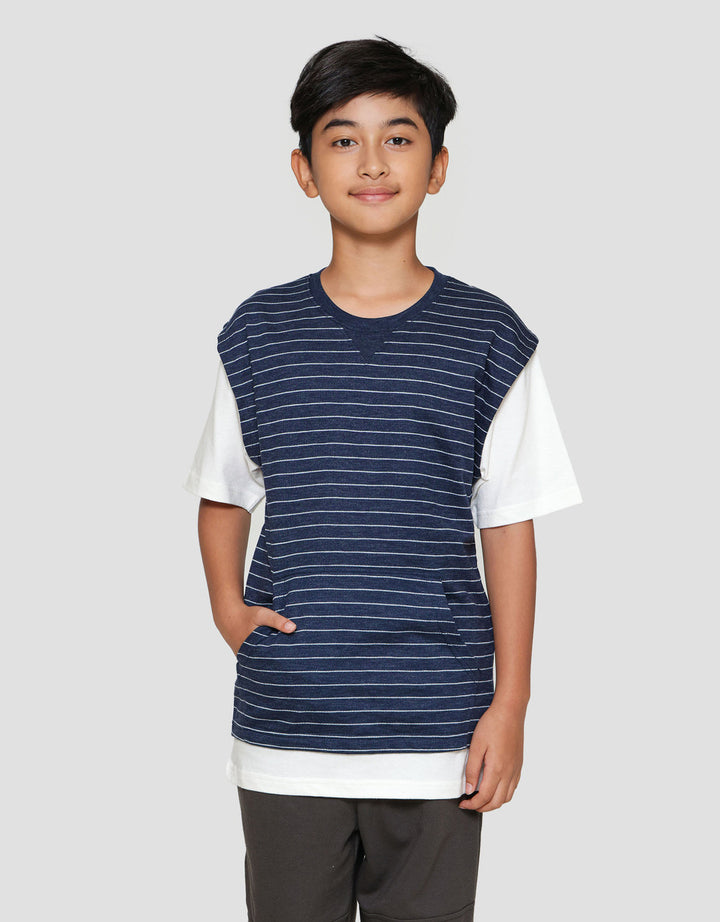 Nevada Stripes 2 Pcs Look Alike Contrast Solid Kaos Anak Laki-laki