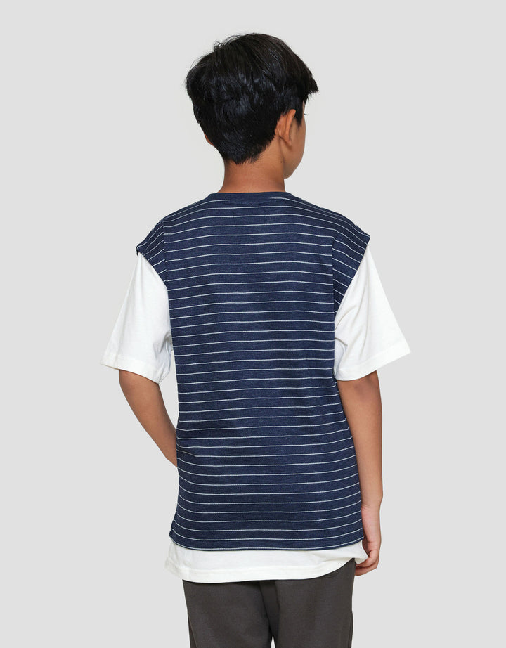 Nevada Stripes 2 Pcs Look Alike Contrast Solid Kaos Anak Laki-laki
