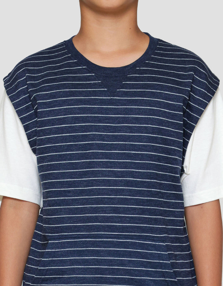 Nevada Stripes 2 Pcs Look Alike Contrast Solid Kaos Anak Laki-laki