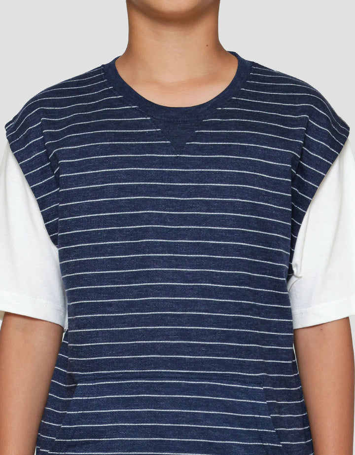 Nevada Stripes 2 Pcs Look Alike Contrast Solid Kaos Anak Laki-laki
