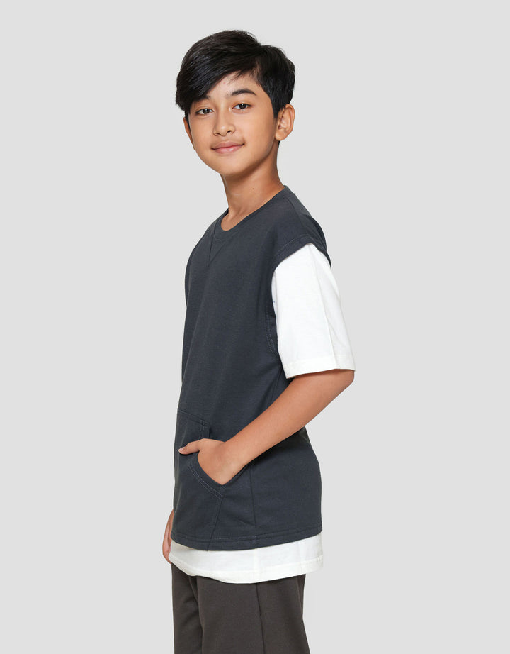 Nevada Round Neck Solid 2 Pcs Look Alike Kaos Anak Laki-laki
