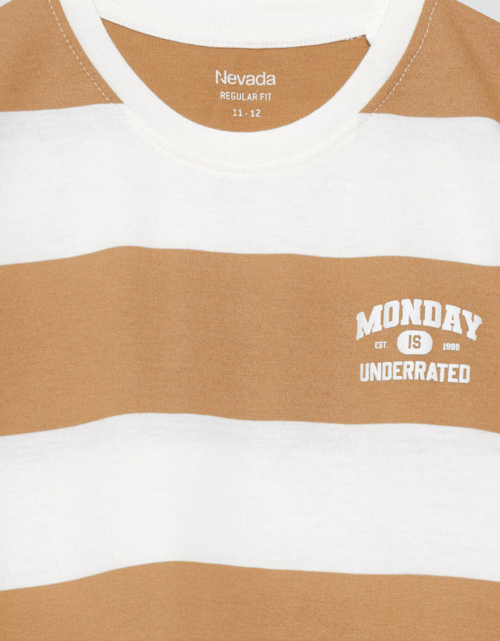 Nevada Stripes Yarndyed Print Wording Kaos Anak Laki-laki