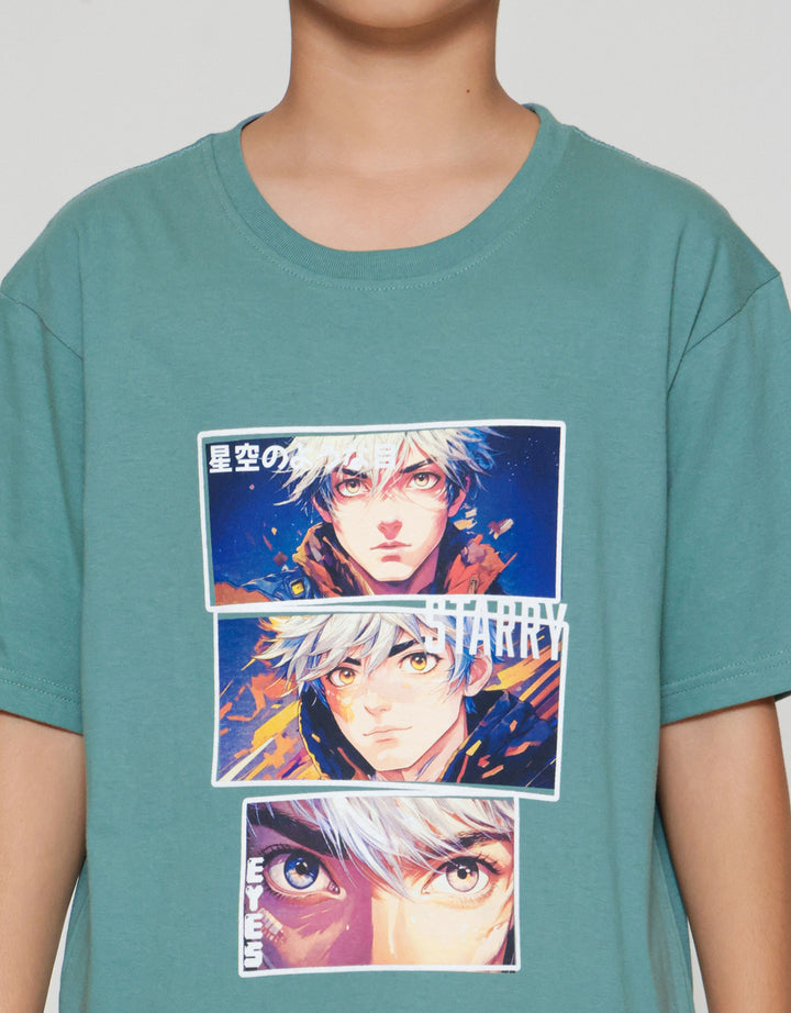 Nevada Anime Strarry Eyes Colace Print Kaos Anak Laki-laki