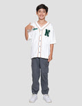 Nevada Buttoned Down Baseball Stripes Chenille Kemeja Anak Laki-laki