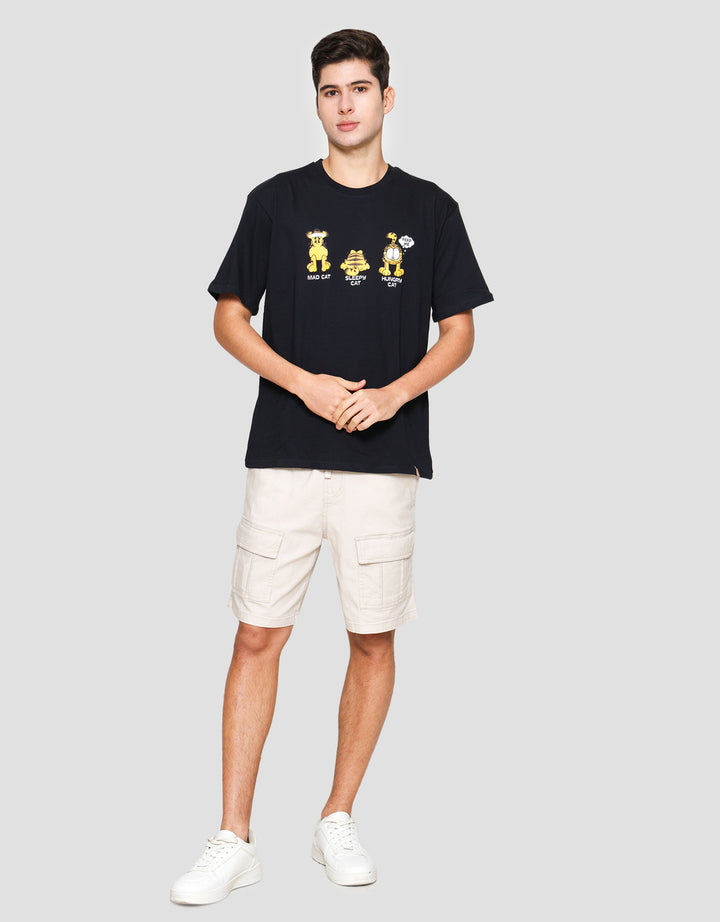 Nevada Garfield Hungry Cat Print Print Kaos Pria