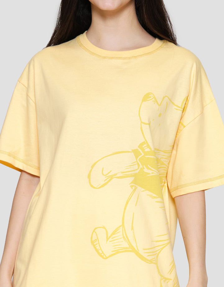 Disney Print Winnie The Pooh Kaos Oversize Wanita