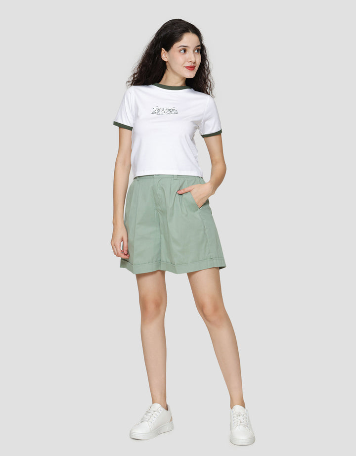 Disney Print Embro Winnie The Pooh Kaos Lengan Pendek Wanita