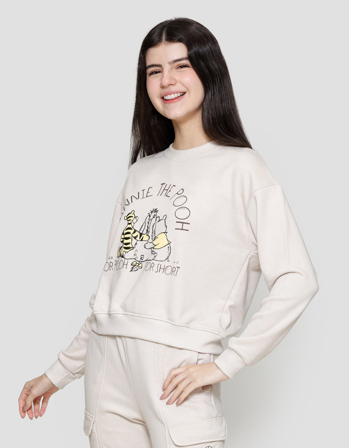 Disney Boxy French Terry Print Winnie The Pooh Sweater Wanita