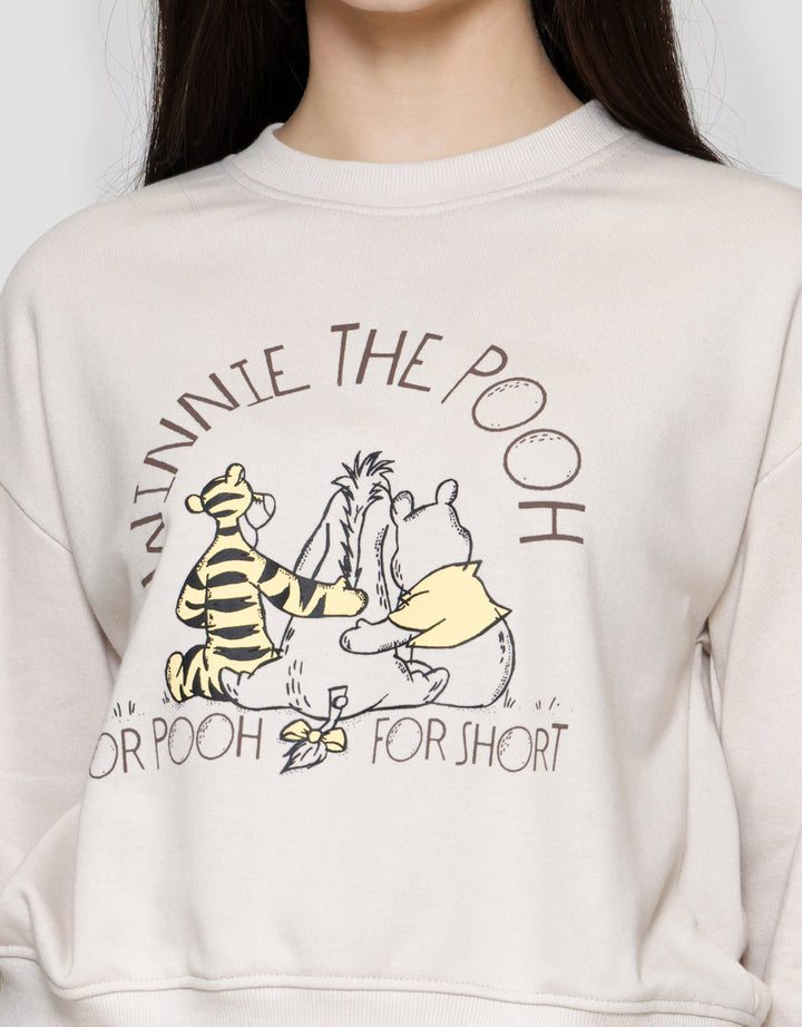 Disney Boxy French Terry Print Winnie The Pooh Sweater Wanita