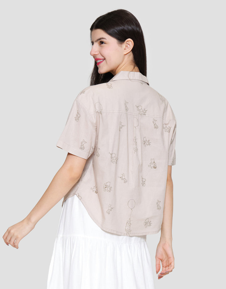 Disney Woven Boxy Print Aop Winnie The Pooh Kemeja Wanita