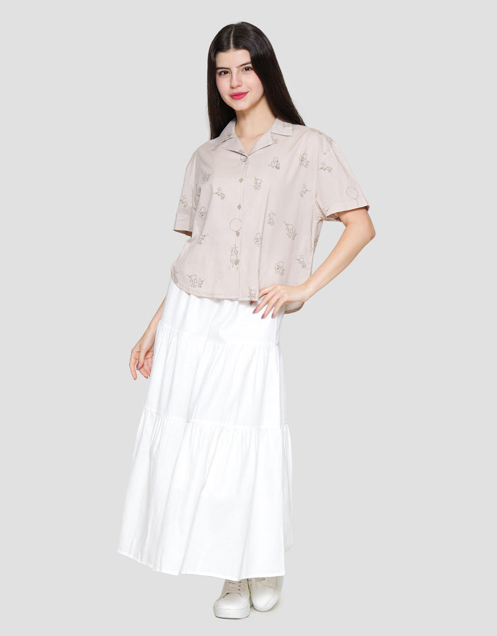 Disney Woven Boxy Print Aop Winnie The Pooh Kemeja Wanita