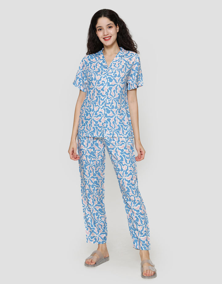 Nevada Mix Blue Setelan Piyama Wanita