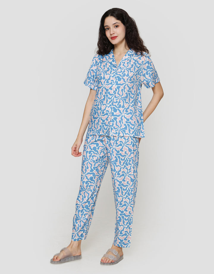 Nevada Mix Blue Setelan Piyama Wanita