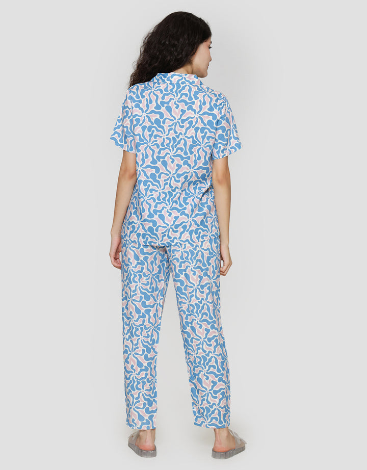 Nevada Mix Blue Setelan Piyama Wanita