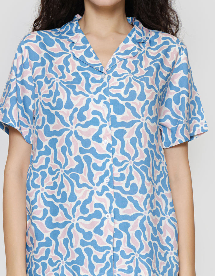 Nevada Mix Blue Setelan Piyama Wanita