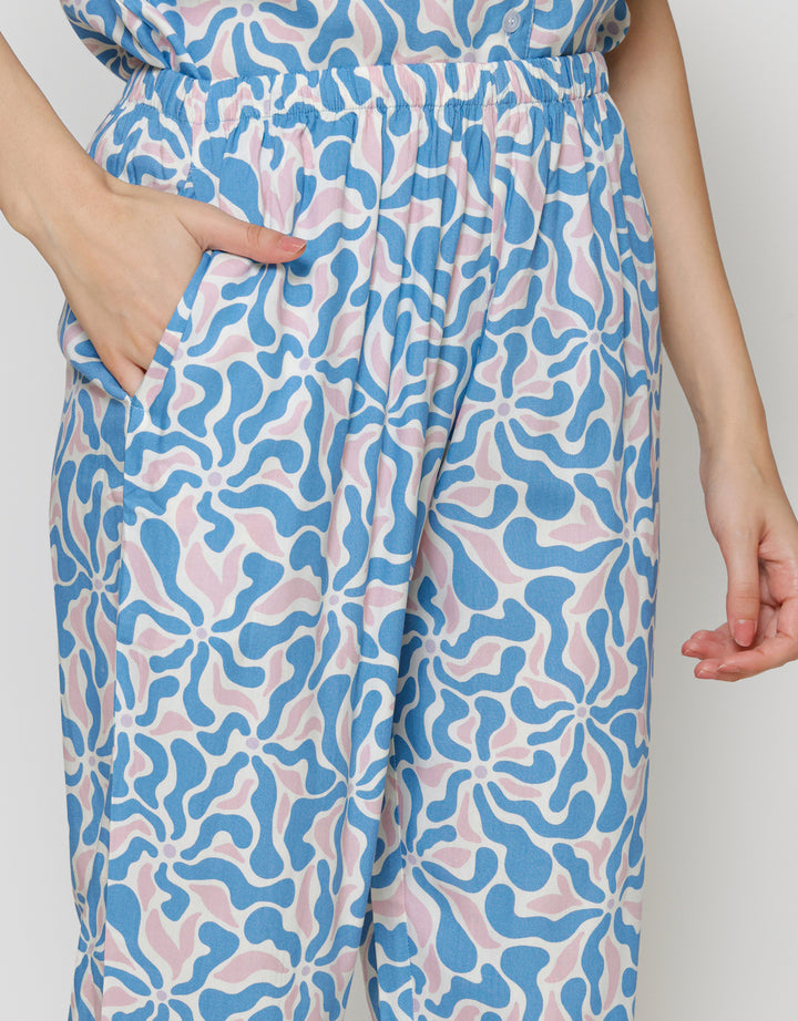 Nevada Mix Blue Setelan Piyama Wanita